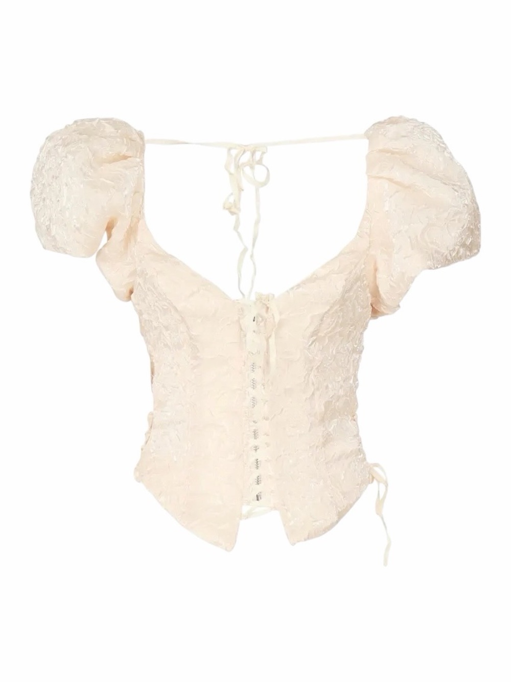 For Love & Lemons Ivory / Cream Frosted Organza Puff Sleeve Corset Womans S